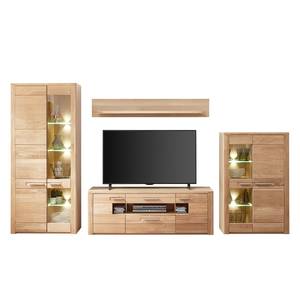 Ensemble meubles TV NatureStar Éclairage inclus - Partiellement en chêne sauvage massif - Chêne sauvage