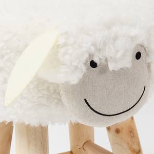Hocker Funny Sheep dierenvel/massief grenenhout - wit/grenenhout