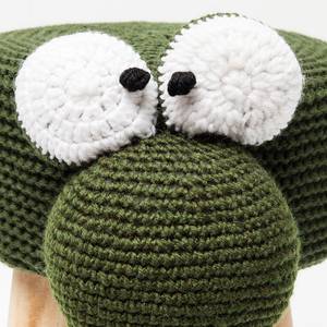 Hocker Funny Frog breiwerk/massief grenenhout - groen/grenenhout