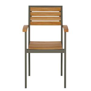 Tuinstoelen Lanai (set van 2) massief acaciahout/staal - acaciahout/antracietkleurig