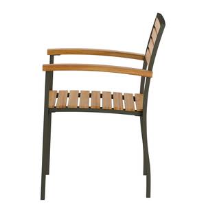 Chaises de jardin Lanai (lot de 2) Acacia massif / Acier - Acacia / Anthracite