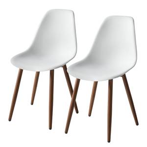 Chaises de jardin Hawi (lot de 2) Matière plastique / Acier - Blanc / Marron