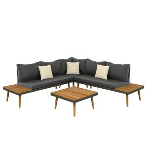 Loungeset Maui (4-delig) massief acaciahout/staal - acaciahout/zwart