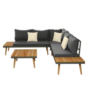 Loungeset Maui (4-delig) massief acaciahout/staal - acaciahout/zwart