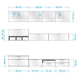 Wohnwand Gila IV (8-teilig) Weißglas/ Weiß