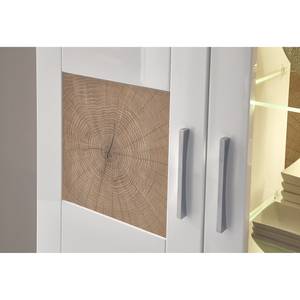 Meubles TV muraux Lyster Avec éclairage - Blanc brillant / Imitation bois de bout