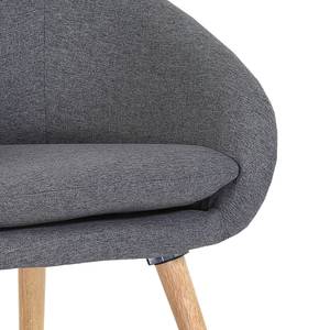 Chaise à accoudoirs Eda Hévéa massif / Microfibre - Gris