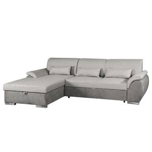 Ecksofa Roseburg Microfaser - Platin - Longchair davorstehend links