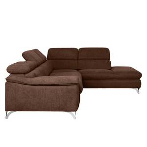 Ecksofa Astoria Webstoff - Dunkelbraun - Ottomane davorstehend rechts