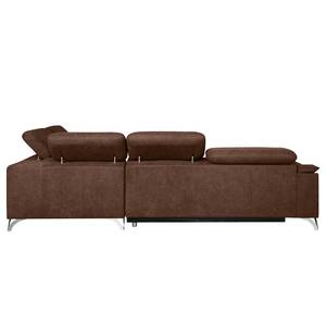 Ecksofa Astoria Webstoff - Dunkelbraun - Ottomane davorstehend rechts