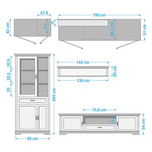 Wohnwand Jasmund IV (3-teilig) Pinie Weiß Dekor / Artisan Eiche Dekor - Pinie Weiß Dekor