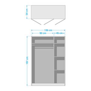 Drehtürenschrank Freiham Alpinweiß - Breite: 136 cm - Mit Spiegeltür/-en