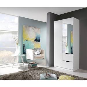 Armoire Freiham Blanc alpin - Largeur : 91 cm - Avec portes miroir