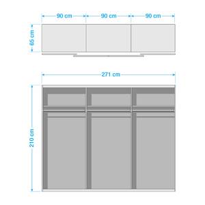 Armoire à portes coulissantes Panorama Blanc alpin - Blanc alpin / Verre de miroir - Largeur : 271 cm