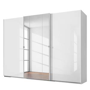 Armoire à portes coulissantes Panorama Imitation chêne Sonoma - Blanc alpin / Blanc brillant - Largeur : 271 cm