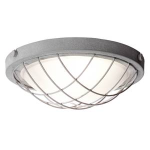 Plafondlamp Thunder Melkglas/staal - 2 lichtbronnen - Breedte: 34 cm