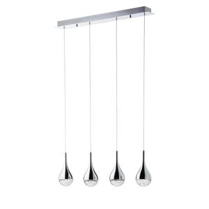 LED-hanglamp Frizzante Glas/staal - Aantal lichtbronnen: 4