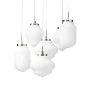 Hanglamp Tanic IV Melkglas/staal - 6 lichtbronnen - Wit