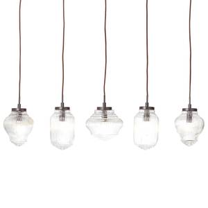 Hanglamp Tanic III Melkglas/staal - 5 lichtbronnen