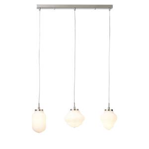 Hanglamp Tanic II Melkglas/staal - 3 lichtbronnen - Wit