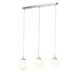 Hanglamp Tanic II Melkglas/staal - 3 lichtbronnen - Wit