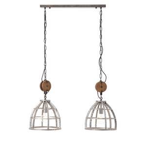 Hanglamp Century Staal/deels massief sparrenhout - 2 lichtbronnen