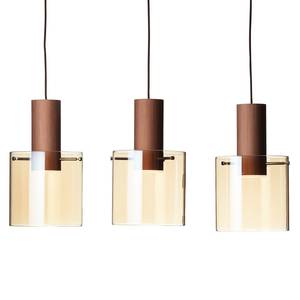 Suspension Beth III Verre / Acier - 3 ampoules - Marron