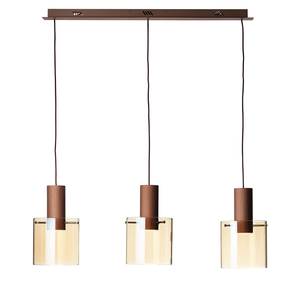 Suspension Beth III Verre / Acier - 3 ampoules - Marron