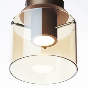 LED-plafondlamp Beth I Glas/staal - 1 lichtbron - Bruin