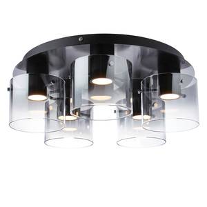 LED-plafondlamp Beth III Glas/staal - 5 lichtbronnen - Zwart