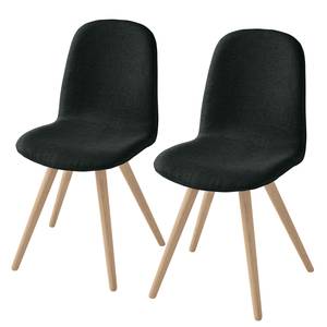 Stoelen Stave I (set van 2) Geweven stof/massief eikenhout - licht eikenhout - Antraciet - Beige