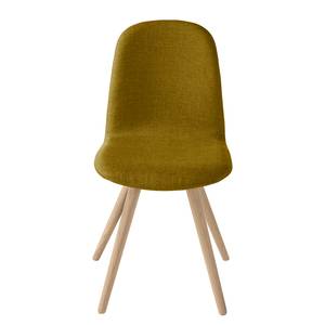 Stoelen Stave I (set van 2) Geweven stof/massief eikenhout - licht eikenhout - Mosterdgeel - Beige