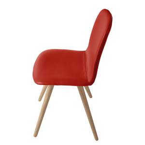 Chaises capitonnées Stave II (lot de 2) Cuir véritable / Chêne massif - Chêne clair - Rouge - Beige