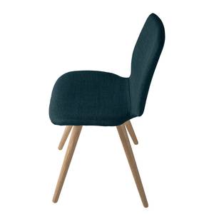 Stoelen Stave III (set van 2) Geweven stof/massief eikenhout - licht eikenhout - Donkerblauw - Beige