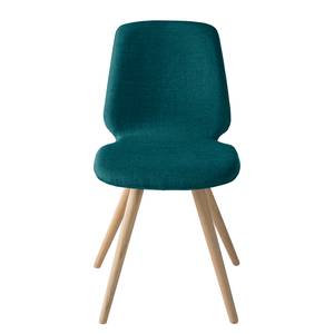 Stoelen Stave III (set van 2) Geweven stof/massief eikenhout - licht eikenhout - Turquoise - Beige