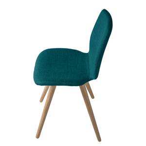 Chaises capitonnées Stave III (lot de 2) Tissu / Chêne massif - Chêne clair - Turquoise - Beige