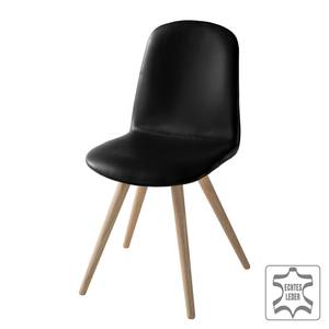 Chaises capitonnées Stave II (lot de 2) Cuir véritable / Chêne massif - Chêne clair - Noir - Beige