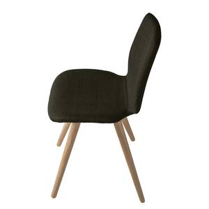 Stoelen Stave III (set van 2) Geweven stof/massief eikenhout - licht eikenhout - Bruin - Beige