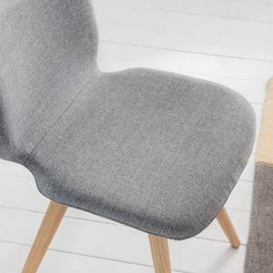 Stoelen Stave III (set van 2) Geweven stof/massief eikenhout - licht eikenhout - Lichtgrijs - Beige