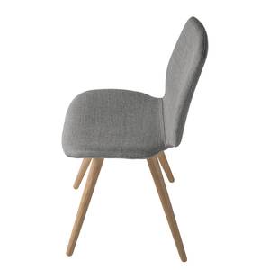 Stoelen Stave III (set van 2) Geweven stof/massief eikenhout - licht eikenhout - Lichtgrijs - Beige