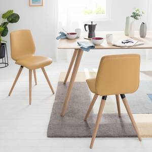 Stoelen Stave IV (set van 2) Geweven stof/massief eikenhout - licht eikenhout - Aardekleurig - Beige