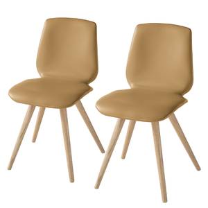 Chaises capitonnées Stave IV (lot de 2) Tissu / Chêne massif - Chêne clair - Sable - Beige