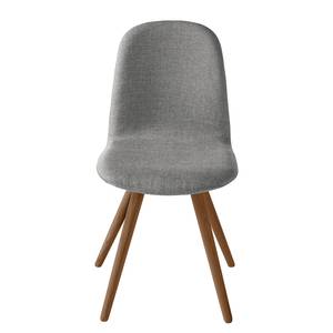 Stoelen Stave I (set van 2) Geweven stof/massief walnotenhout - walnotenhout - Lichtgrijs - Bruin