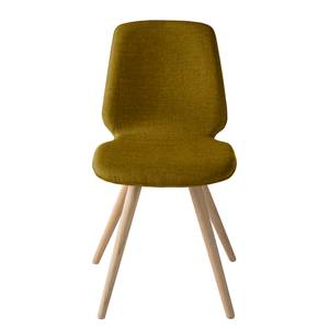 Stoelen Stave III (set van 2) Geweven stof/massief eikenhout - licht eikenhout - Mosterdgeel - Beige