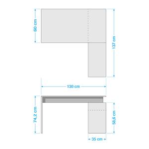 Hoekbureau Tyler betonnen look/wit - Concrete look/Wit