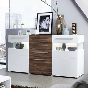 Sideboard Feda Inkl. Beleuchtung - Weiß / Akazie Dekor