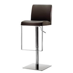 Chaise de bar Mybreak Imitation cuir / Acier - Chrome - Chocolat / Chrome