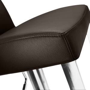 Chaise de bar Mybreak Imitation cuir / Acier - Chrome - Chocolat / Chrome