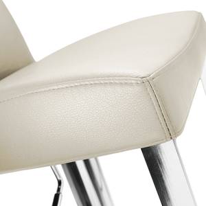 Chaise de bar Mybreak Imitation cuir / Acier - Chrome - Beige / Chrome