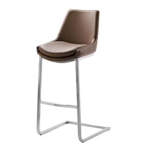 Chaise de bar My Comfort Line I Imitation cuir / Acier inoxydable - Argenté - Mocca